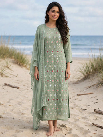 **Luxury Embroidered Chiffon 3 Piece Suit | Premium Festive Collection**