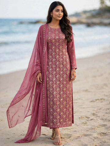 **Luxury Embroidered Chiffon 3 Piece Suit | Premium Festive Collection**