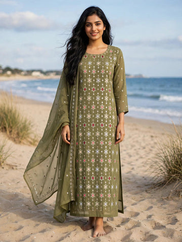 **Luxury Embroidered Chiffon 3 Piece Suit | Premium Festive Collection**