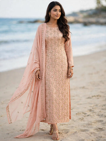 **Luxury Embroidered Chiffon 3 Piece Suit | Premium Festive Collection**