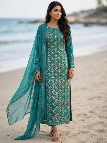 **Luxury Embroidered Chiffon 3 Piece Suit | Premium Festive Collection**