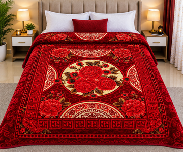 SUPER TAMILON GOLD 5KG-2PLY  DOUBLE BED BLANKET -MAHROON