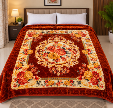 BEAR DOLLAR Light Weight -2ply DOUBLE BED BLANKET -GOLDEN